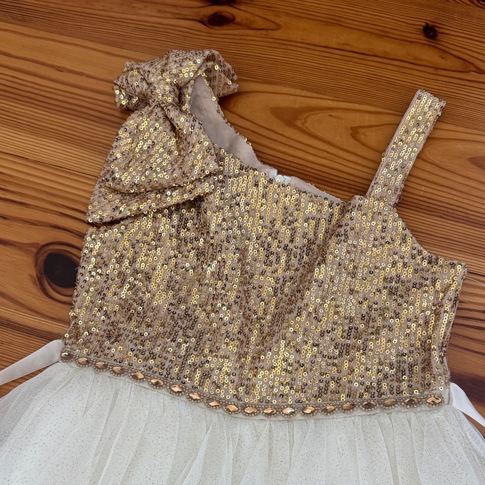 NWT Rare Editions Gold and White Formal Dress size 7 - Picture 3 of 7